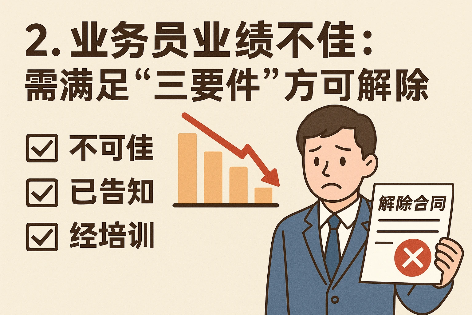 2. 业务员业绩不佳：需满足“三要件”方可解除