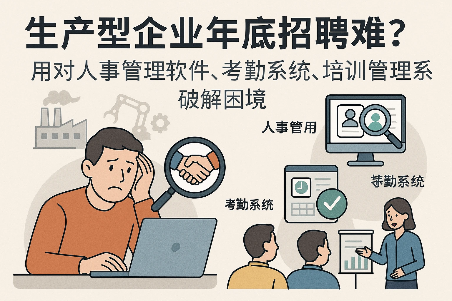 生产型企业年底招聘难？用对人事管理软件、考勤系统、培训管理系统破解困境