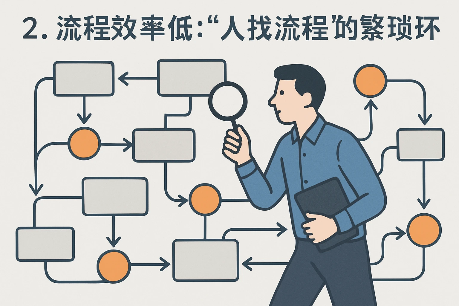 2. 流程效率低：“人找流程”的繁琐循环
