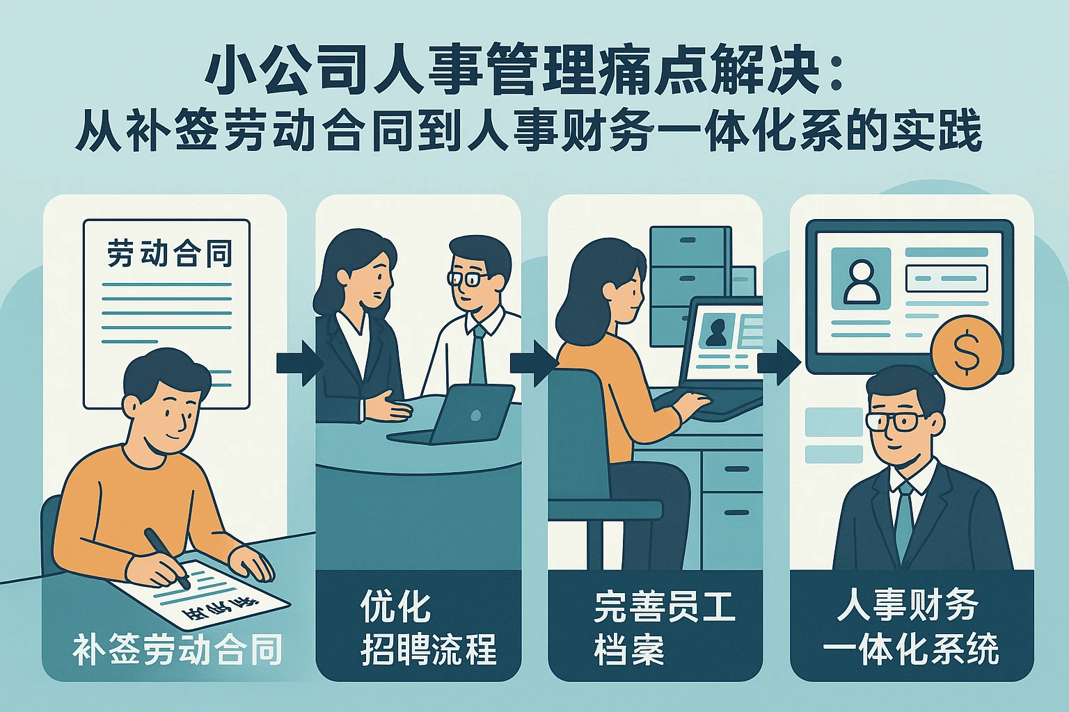 小公司人事管理痛点解决：从补签劳动合同到人事财务一体化系统的实践