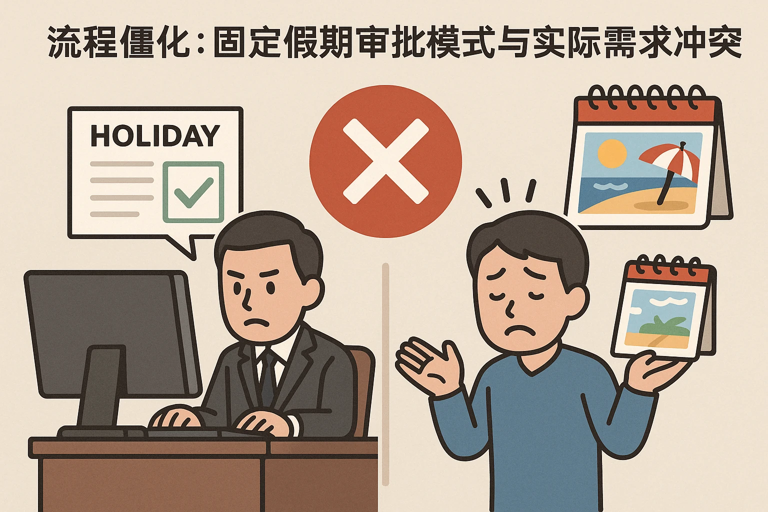 2. 流程僵化：固定假期审批模式与实际需求冲突
