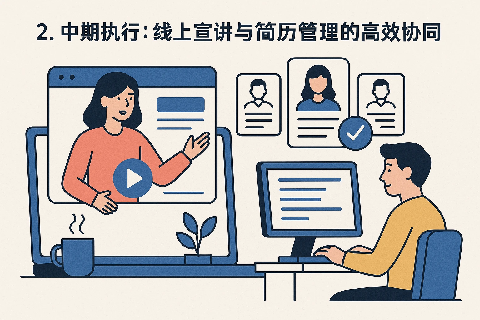 2. 中期执行：线上宣讲与简历管理的高效协同