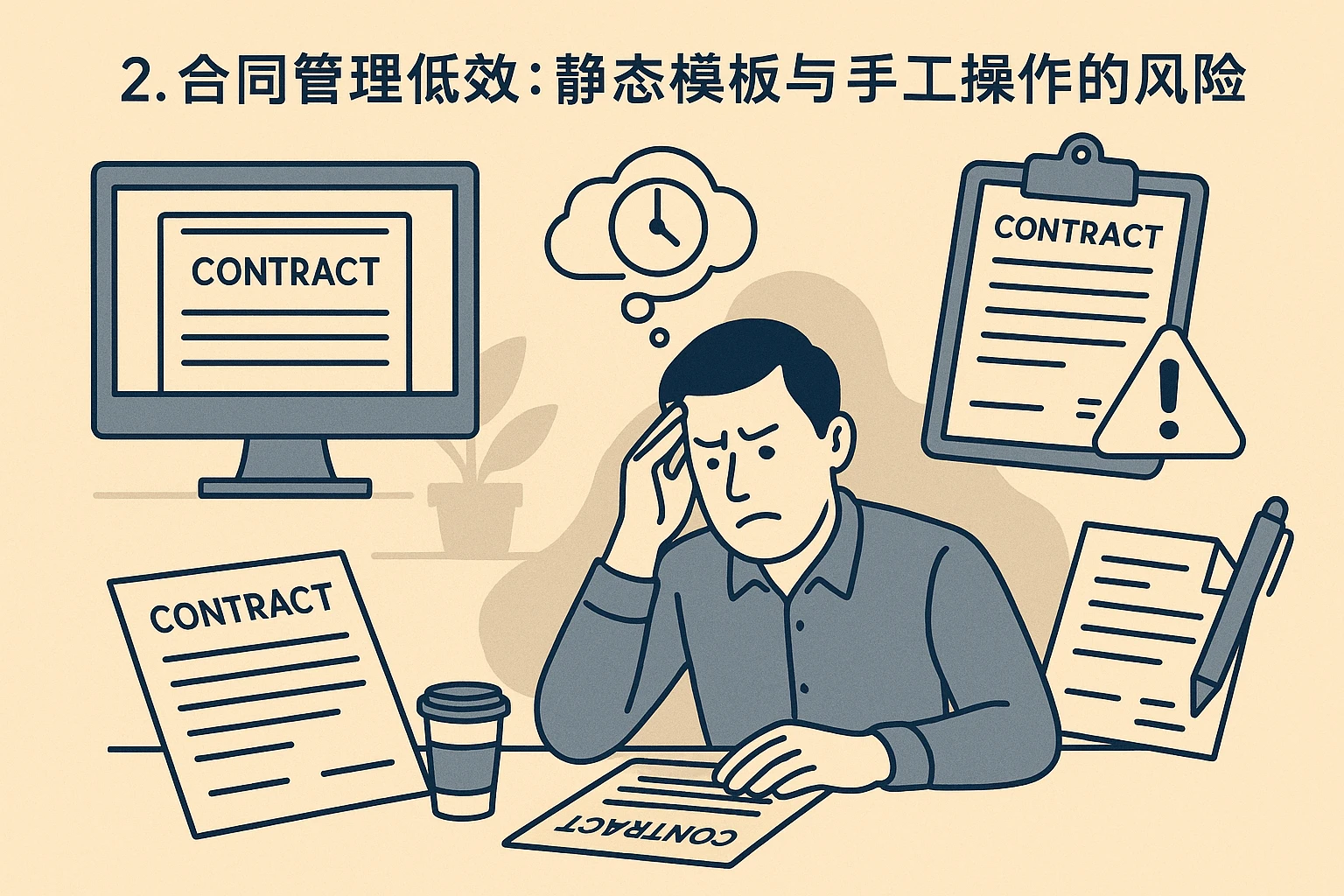 2. 合同管理低效：静态模板与手工操作的风险