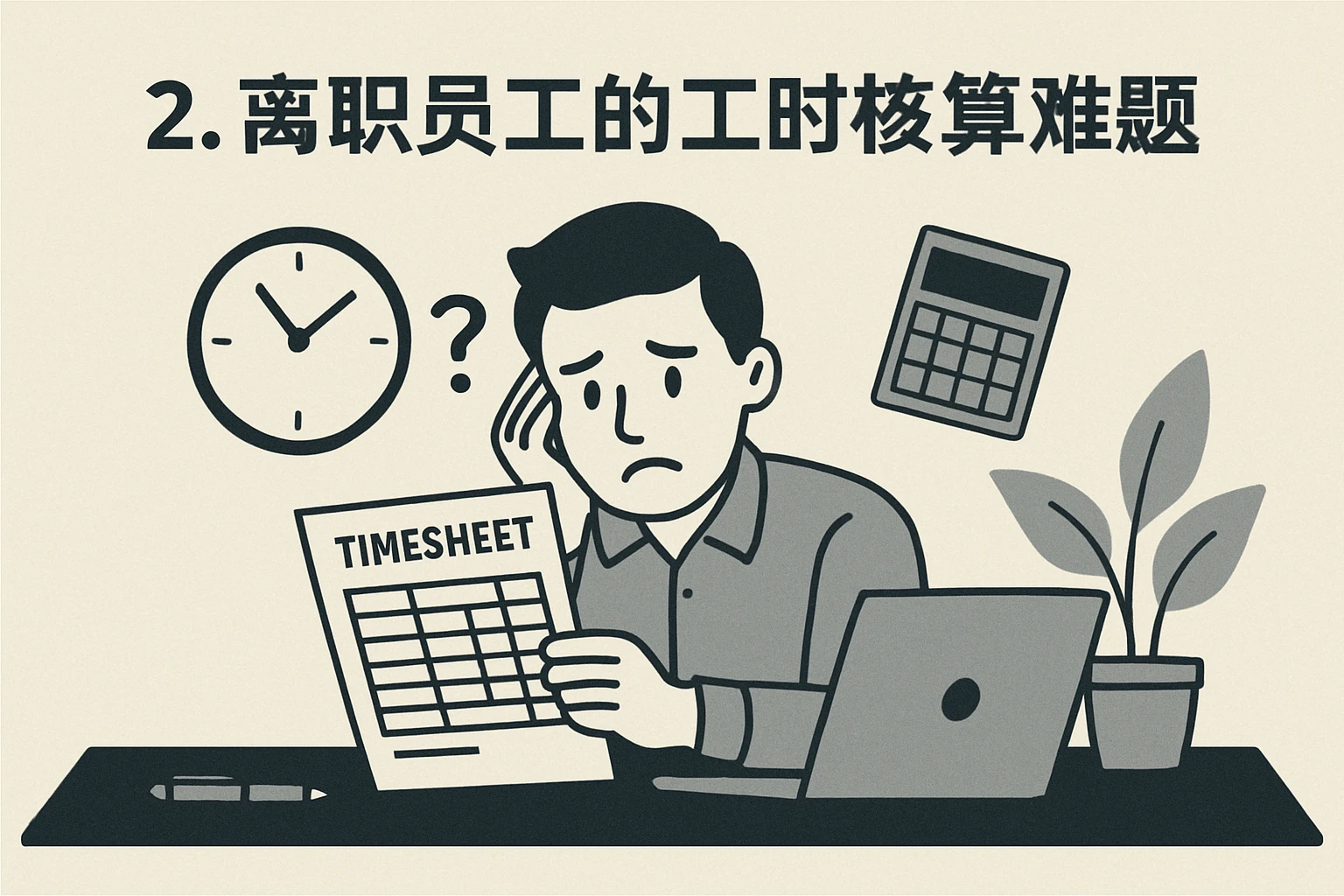2. 离职员工的工时核算难题