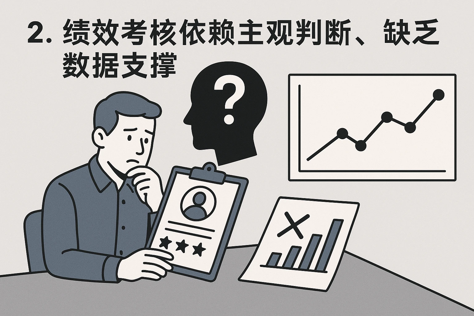 2. 绩效考核依赖主观判断，缺乏数据支撑