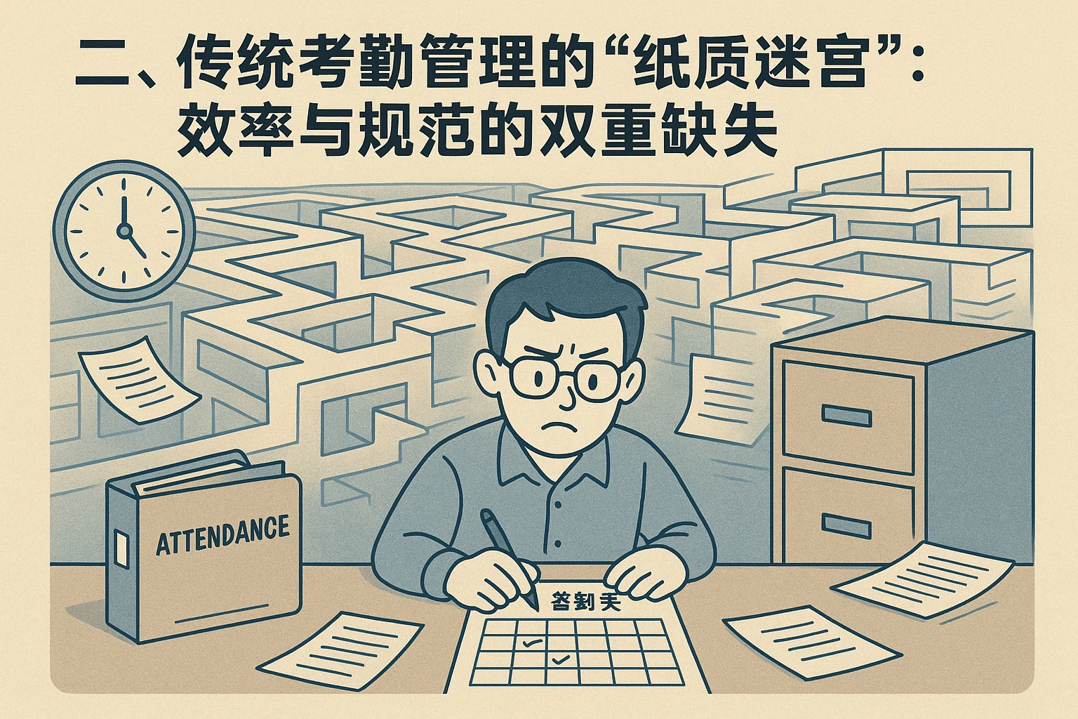 二、传统考勤管理的“纸质迷宫”：效率与规范的双重缺失