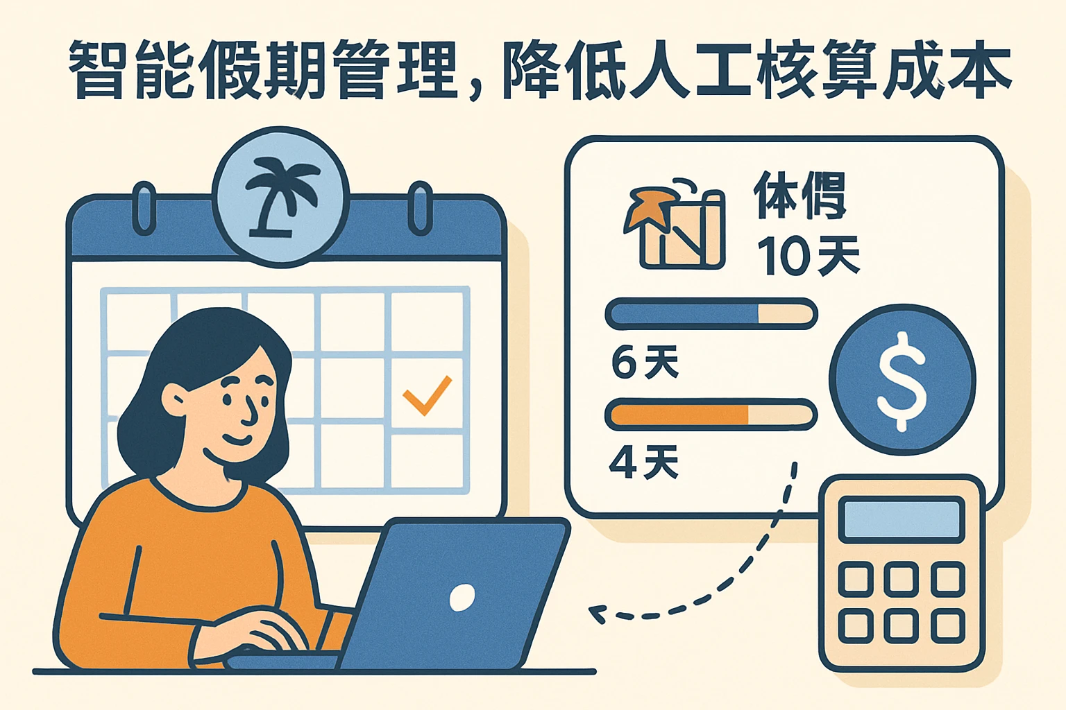 2. 智能假期管理，降低人工核算成本
