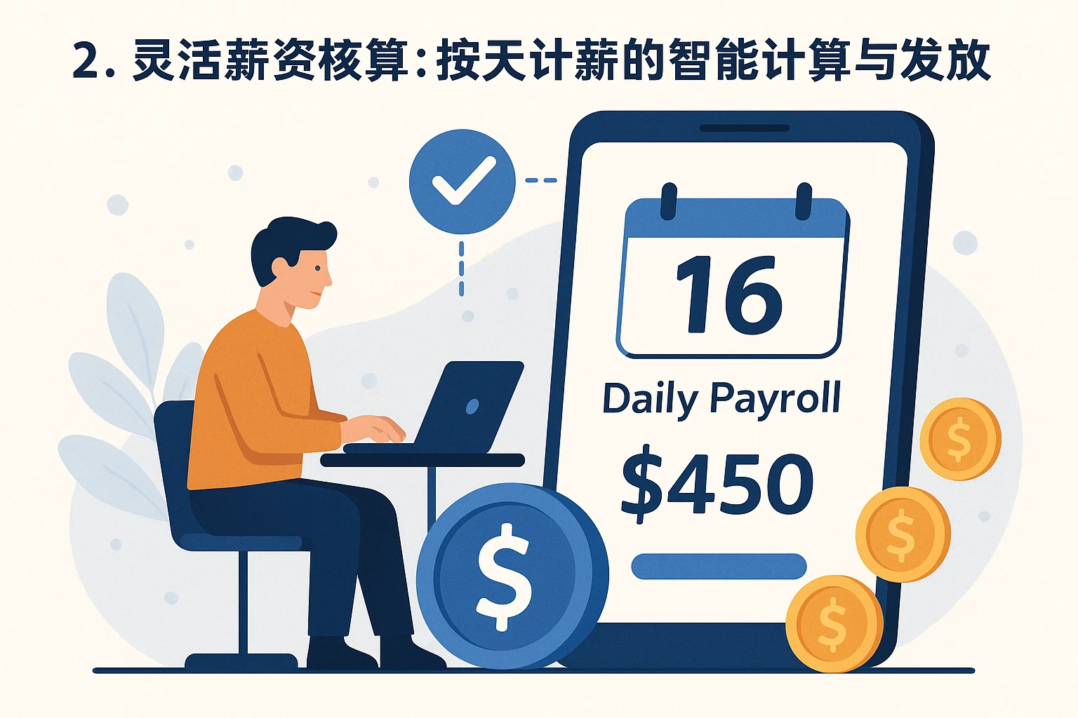 2. 灵活薪资核算:按天计薪的智能计算与发放