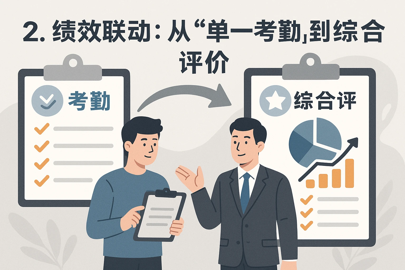 2. 绩效联动：从“单一考勤”到“综合评价”