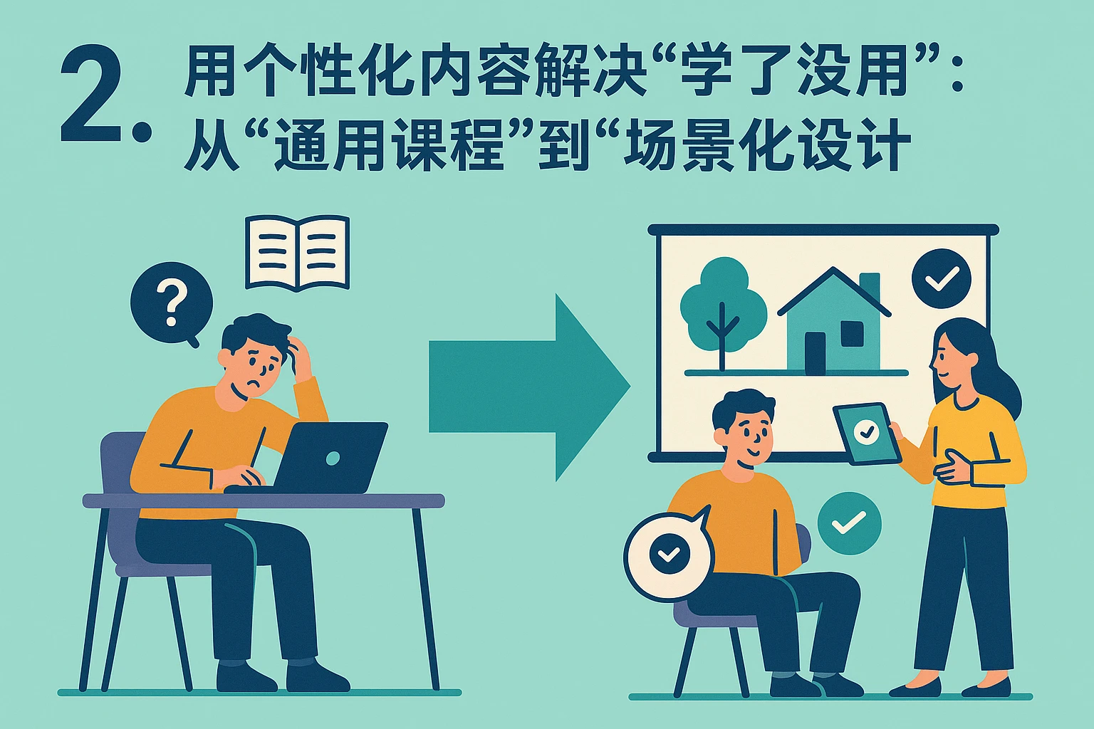 2. 用个性化内容解决“学了没用”：从“通用课程”到“场景化设计”