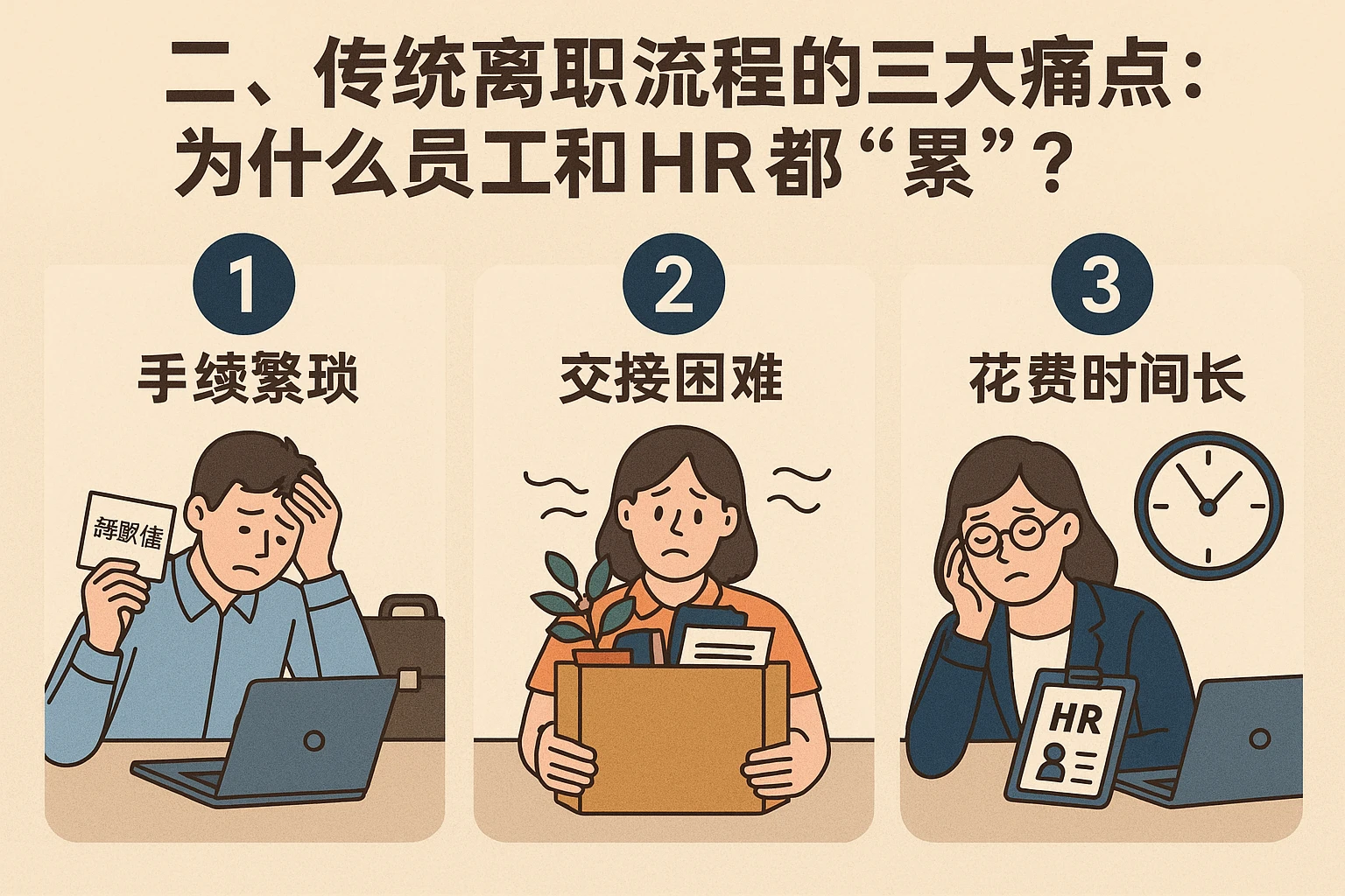 二、传统离职流程的三大痛点：为什么员工和HR都“累”？