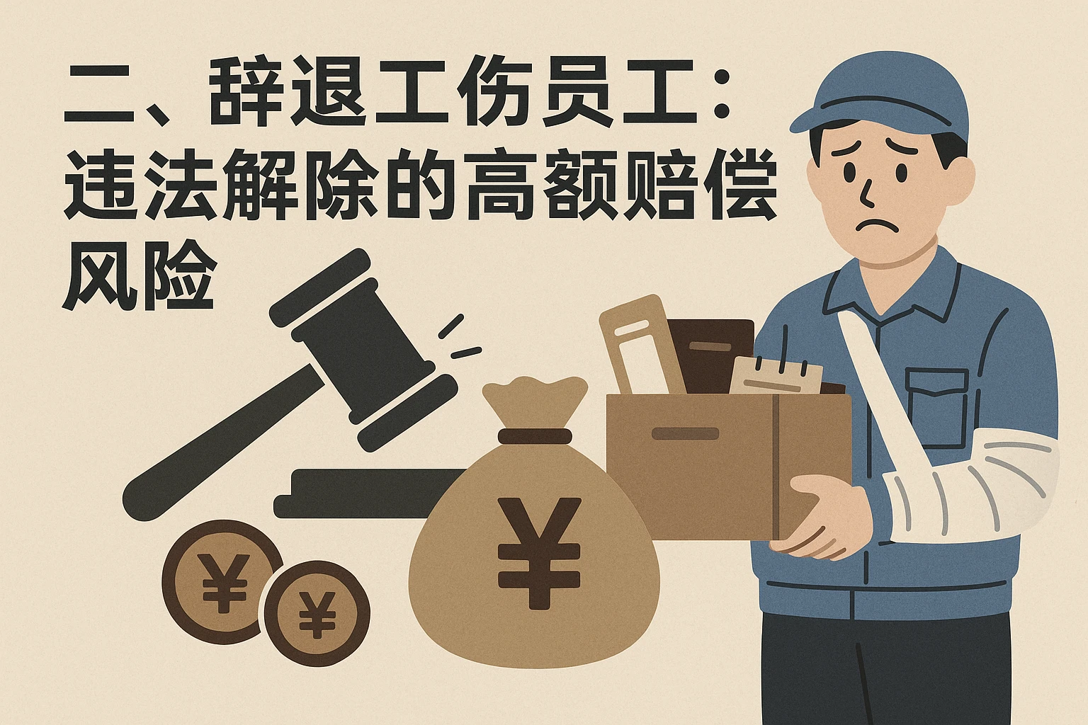 二、辞退工伤员工：违法解除的高额赔偿风险