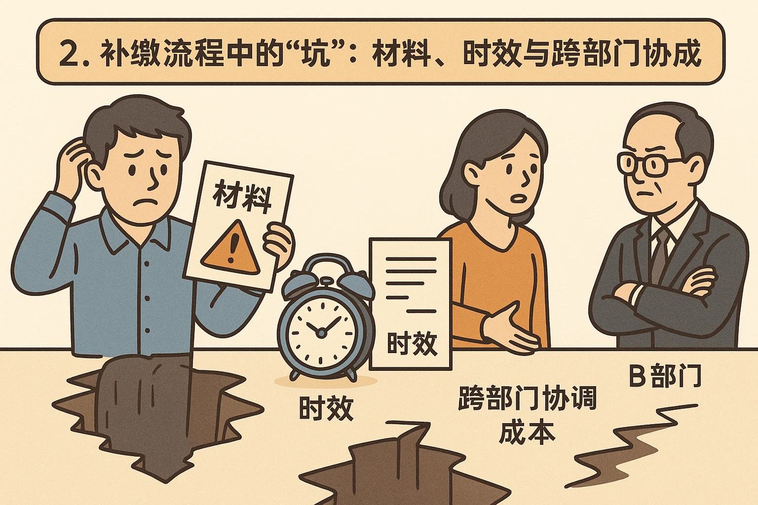 2. 补缴流程中的“坑”：材料、时效与跨部门协调成本