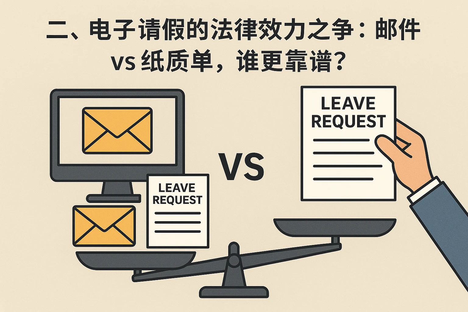 二、电子请假的法律效力之争：邮件 vs 纸质单，谁更靠谱？