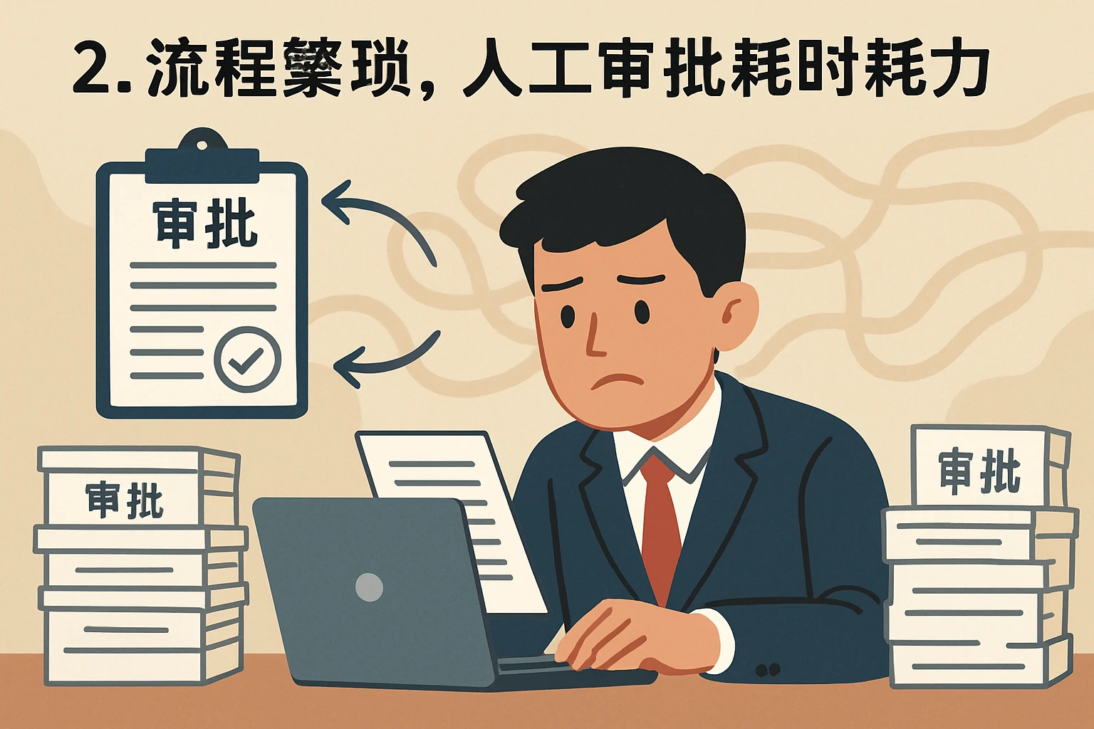 2. 流程繁琐，人工审批耗时耗力