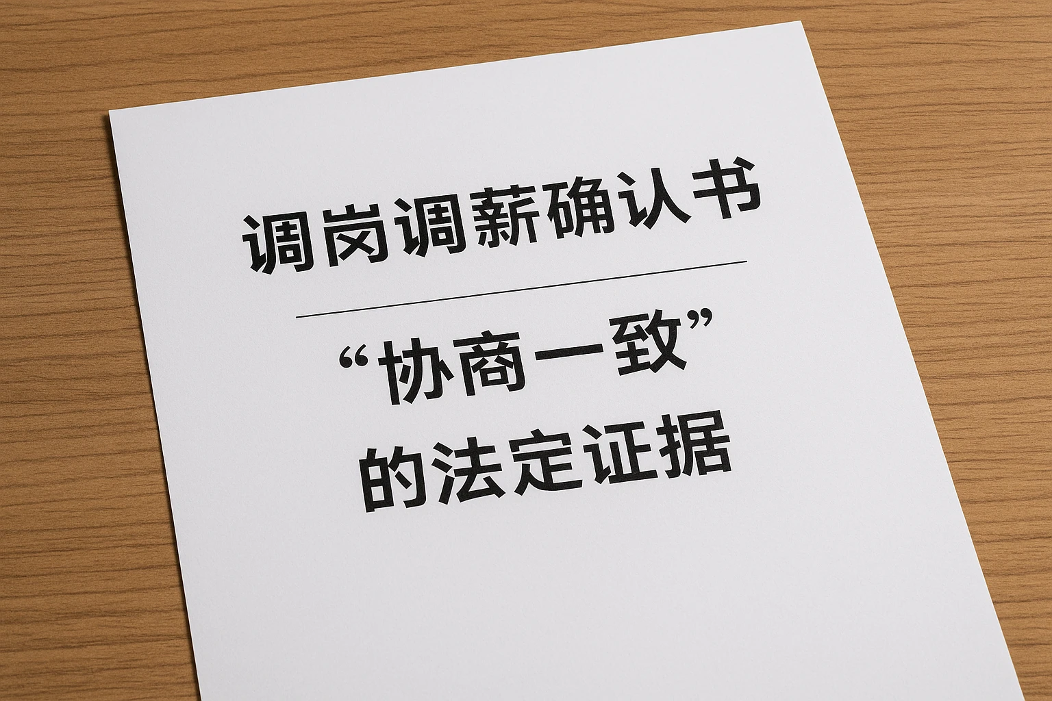 2. 调岗调薪确认书：“协商一致”的法定证据