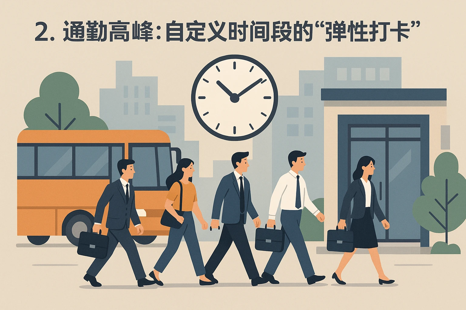 2. 通勤高峰：自定义时间段的“弹性打卡”