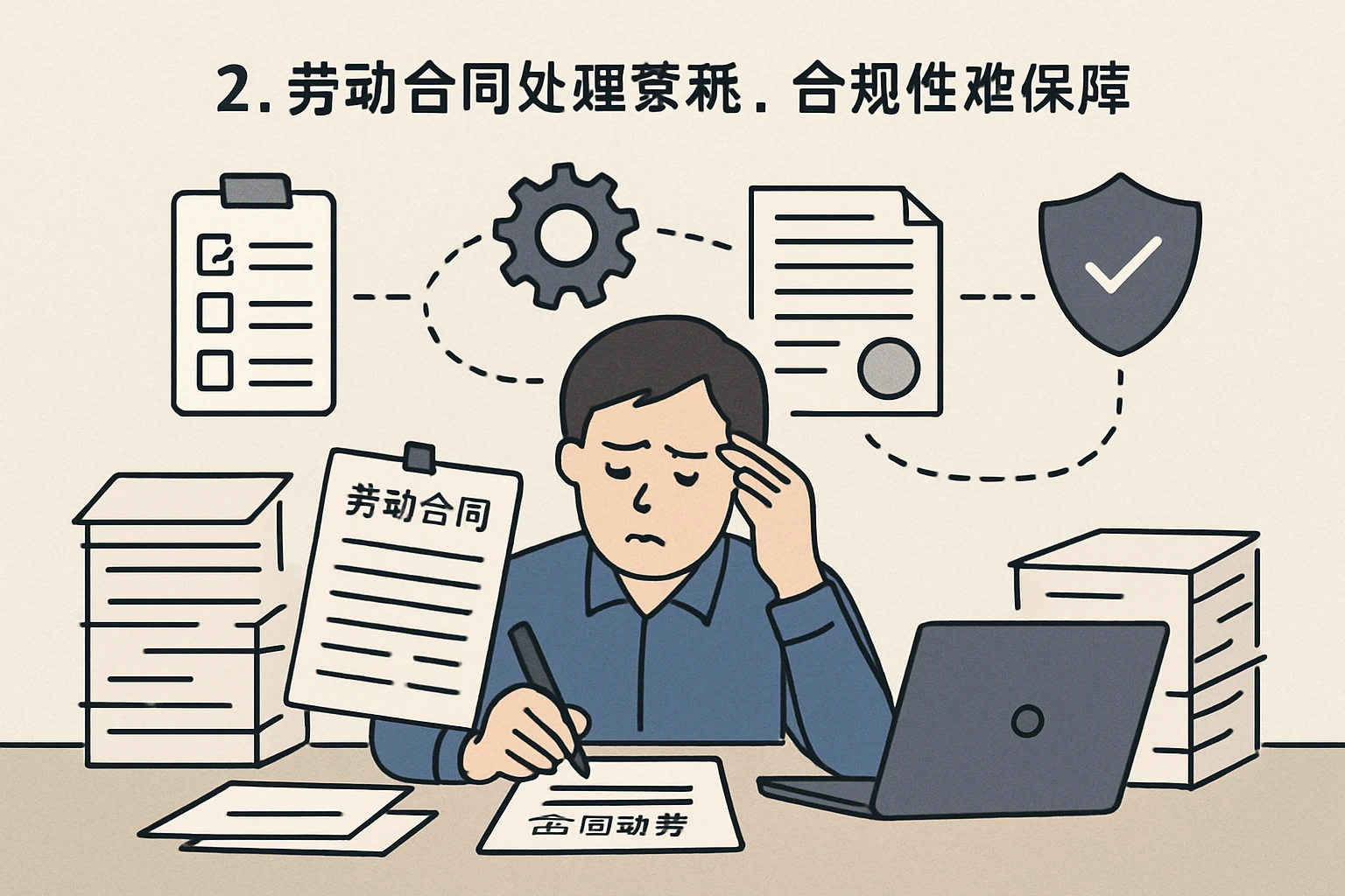 2. 劳动合同处理流程繁琐，合规性难保障