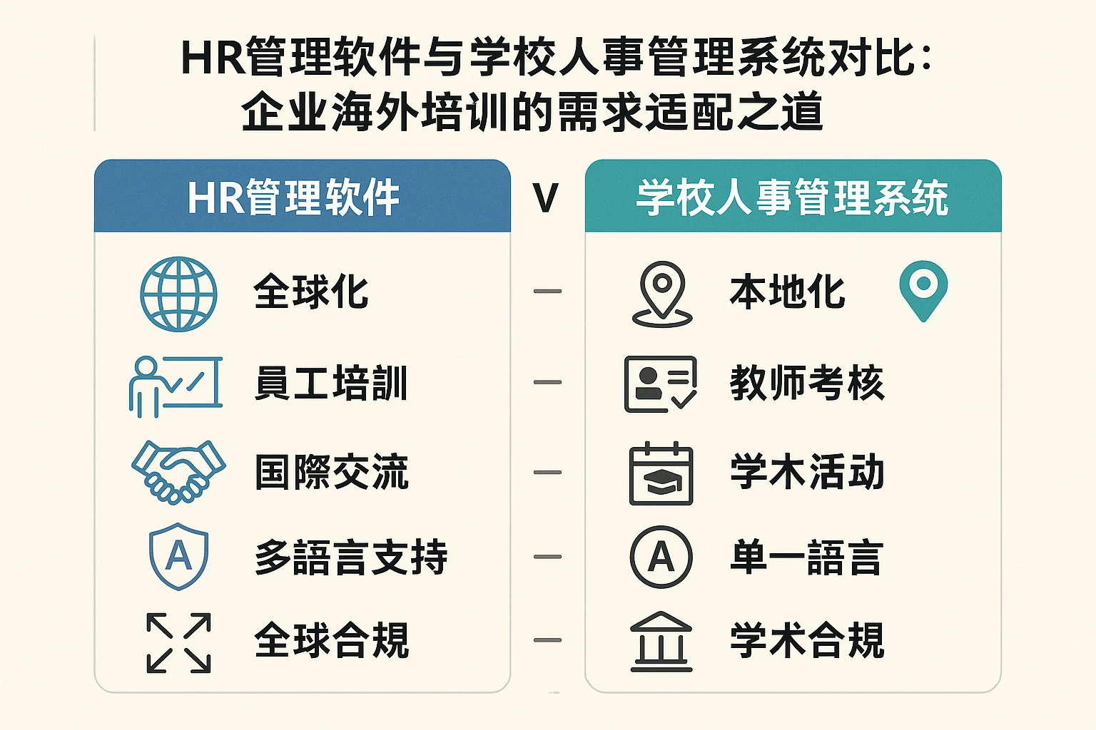 HR管理软件与学校人事管理系统对比：企业海外培训的需求适配之道