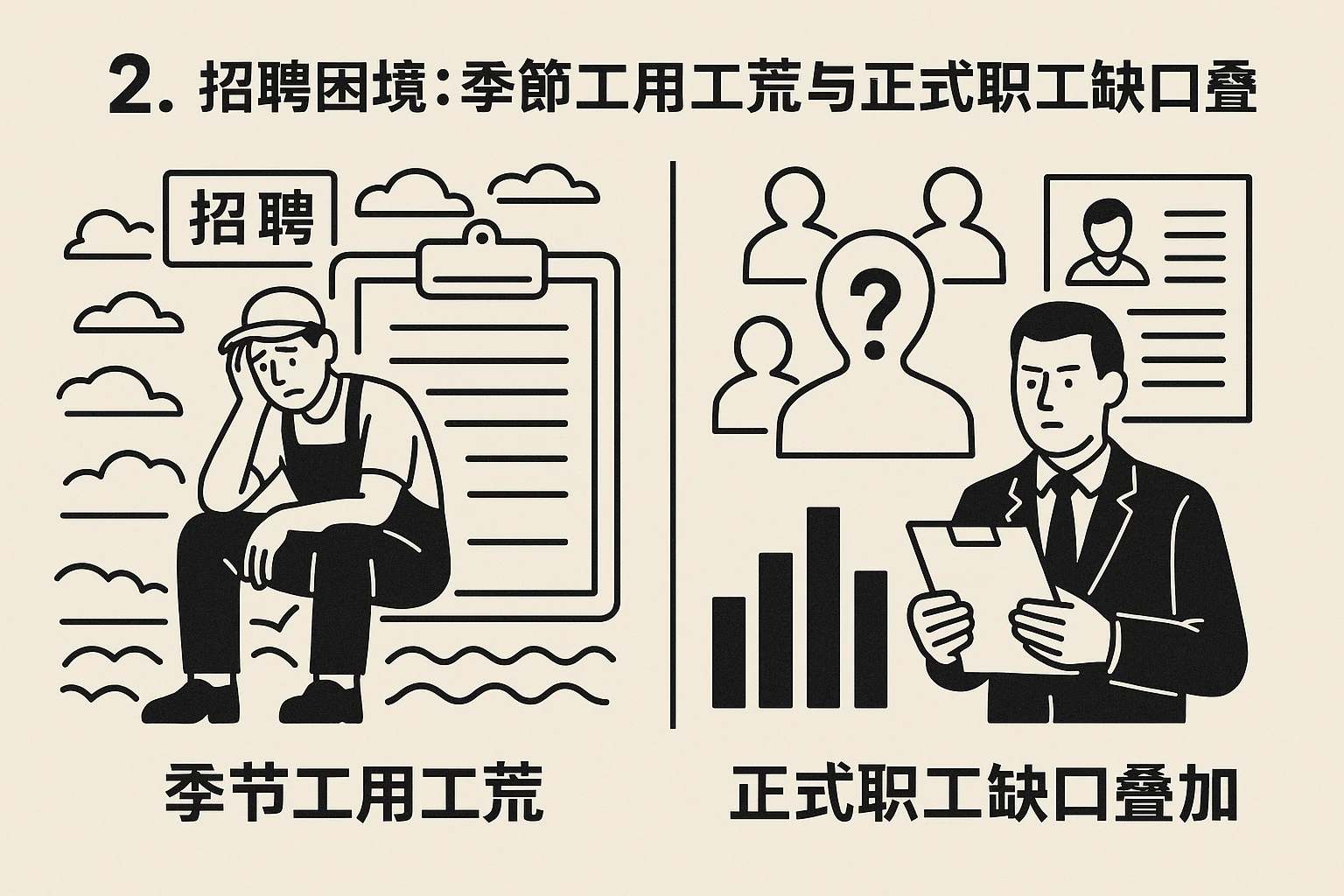 2. 招聘困境：季节工用工荒与正式职工缺口叠加