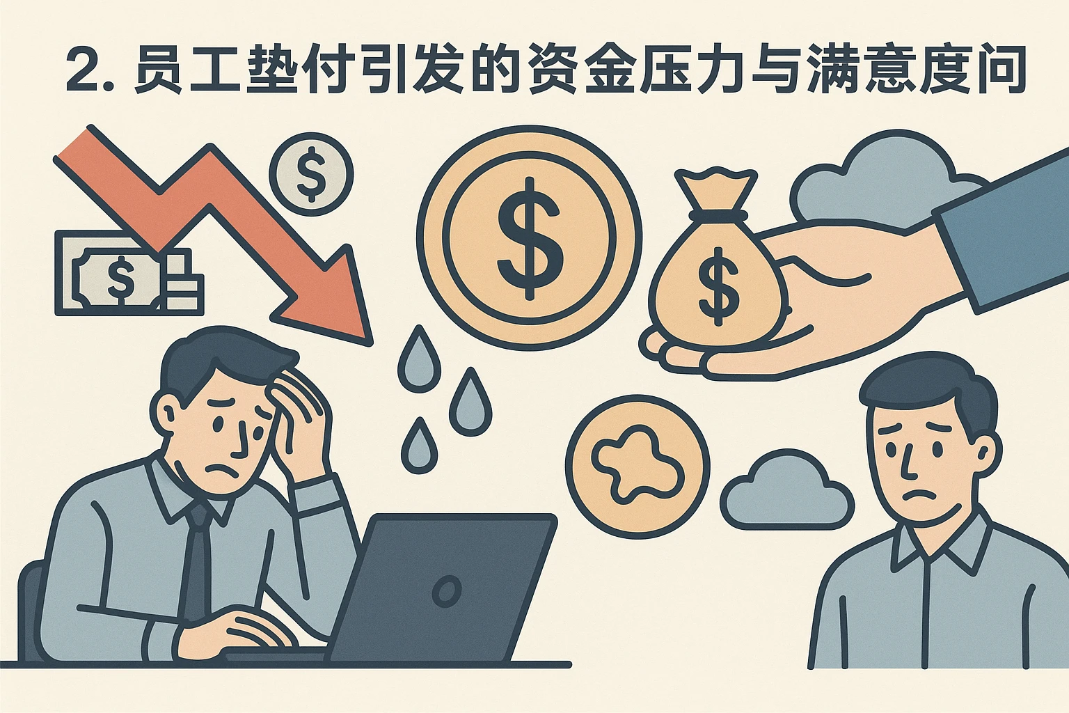 2. 员工垫付引发的资金压力与满意度问题