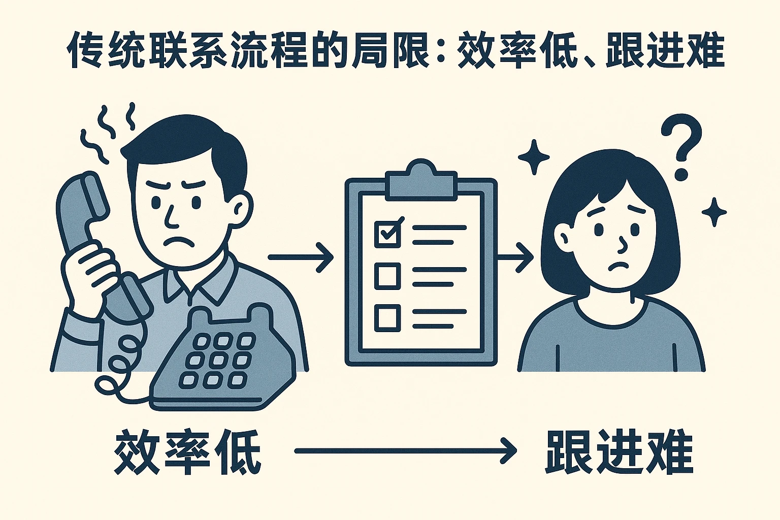 2. 传统联系流程的局限：效率低、跟进难