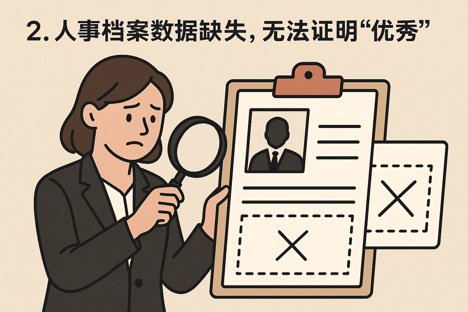 2. 人事档案数据缺失，无法证明“优秀”