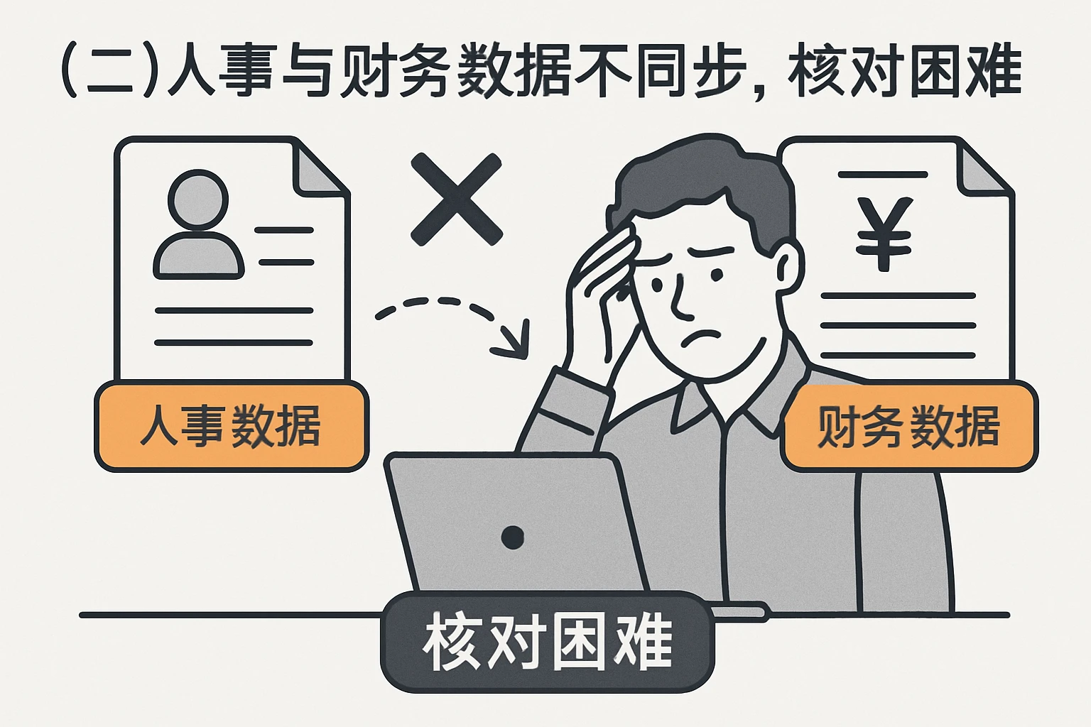 （二）人事与财务数据不同步，核对困难