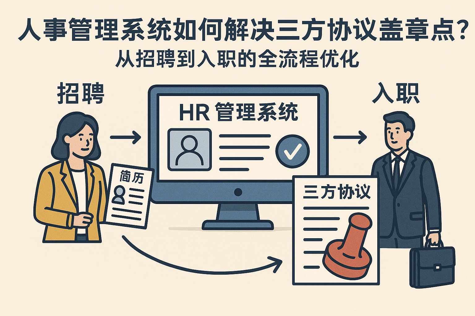 人事管理系统如何解决三方协议盖章痛点？从招聘到入职的全流程优化