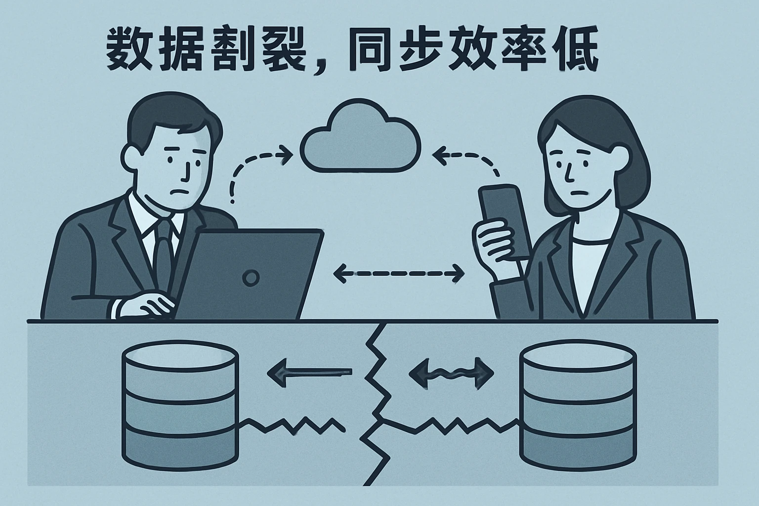 2. 数据割裂，同步效率低