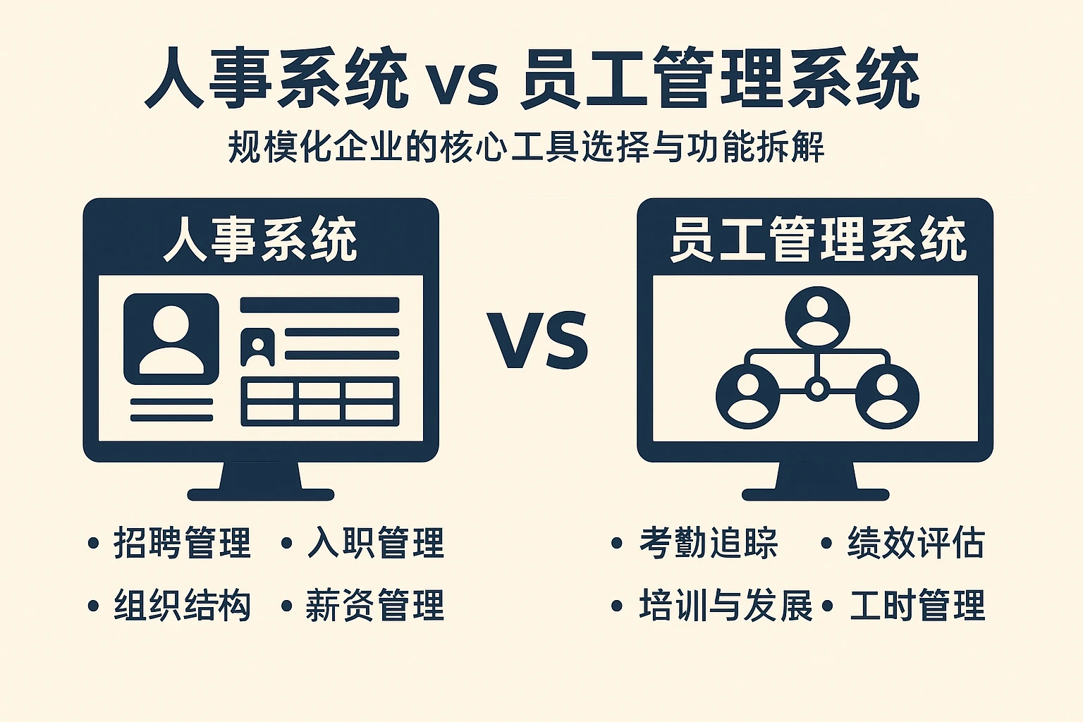 人事系统 vs 员工管理系统：规模化企业的核心工具选择与功能拆解