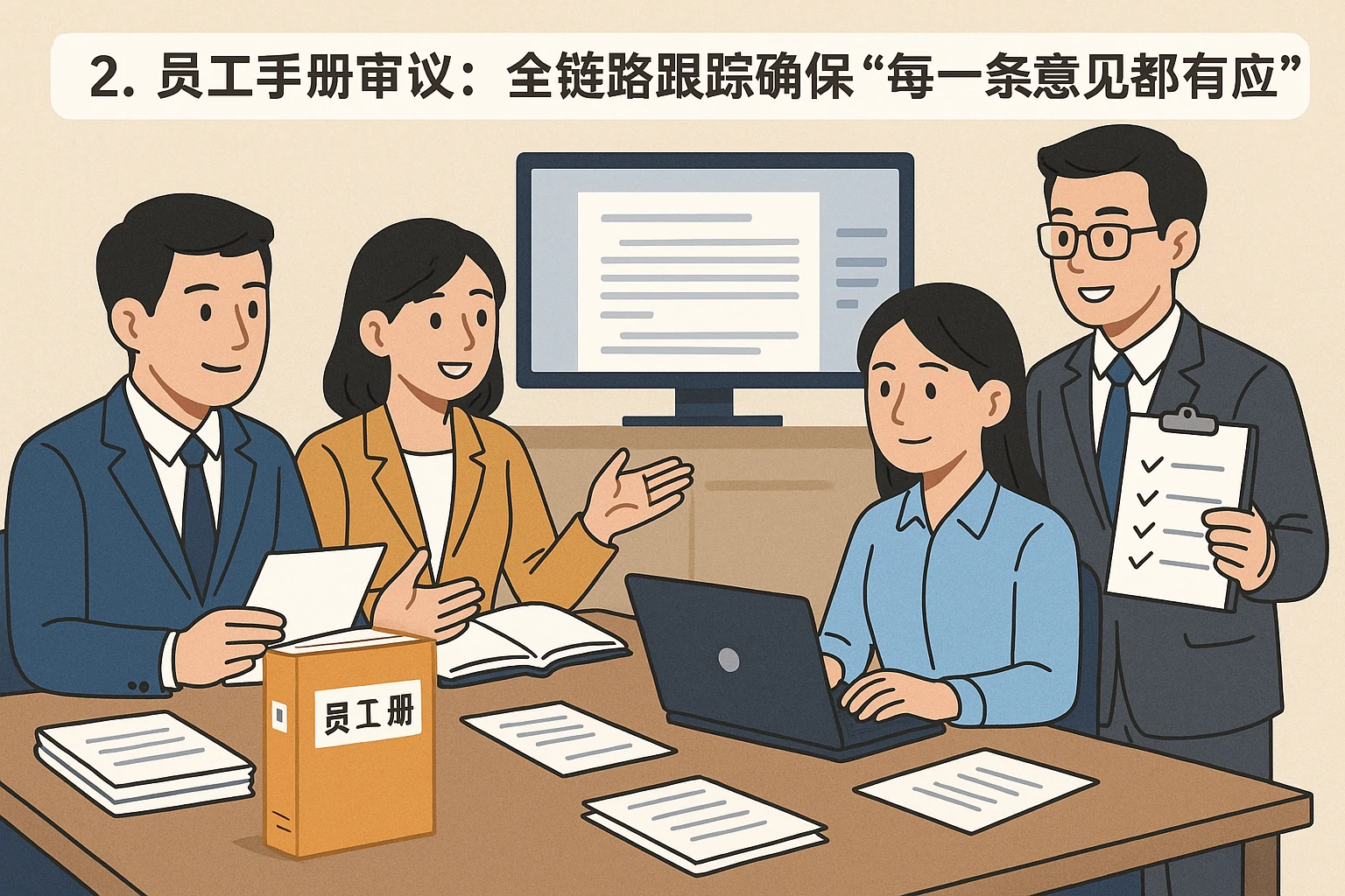 2. 员工手册审议：全链路跟踪确保“每一条意见都有回应”