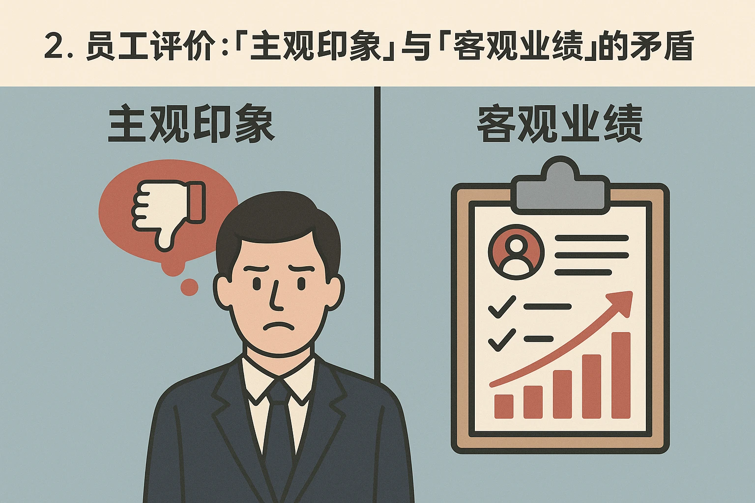 2. 员工评价：“主观印象”与“客观业绩”的矛盾