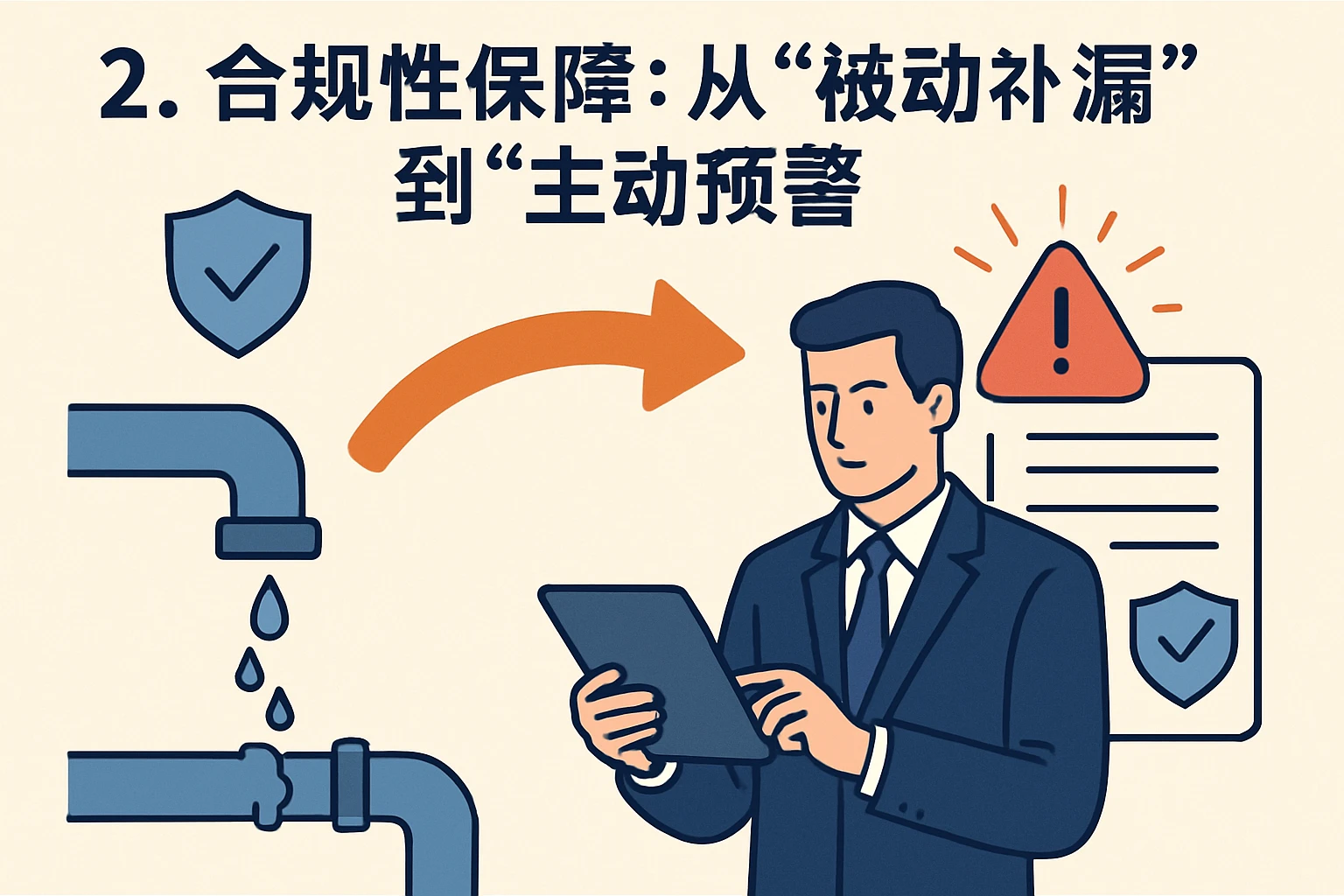 2. 合规性保障：从“被动补漏”到“主动预警”