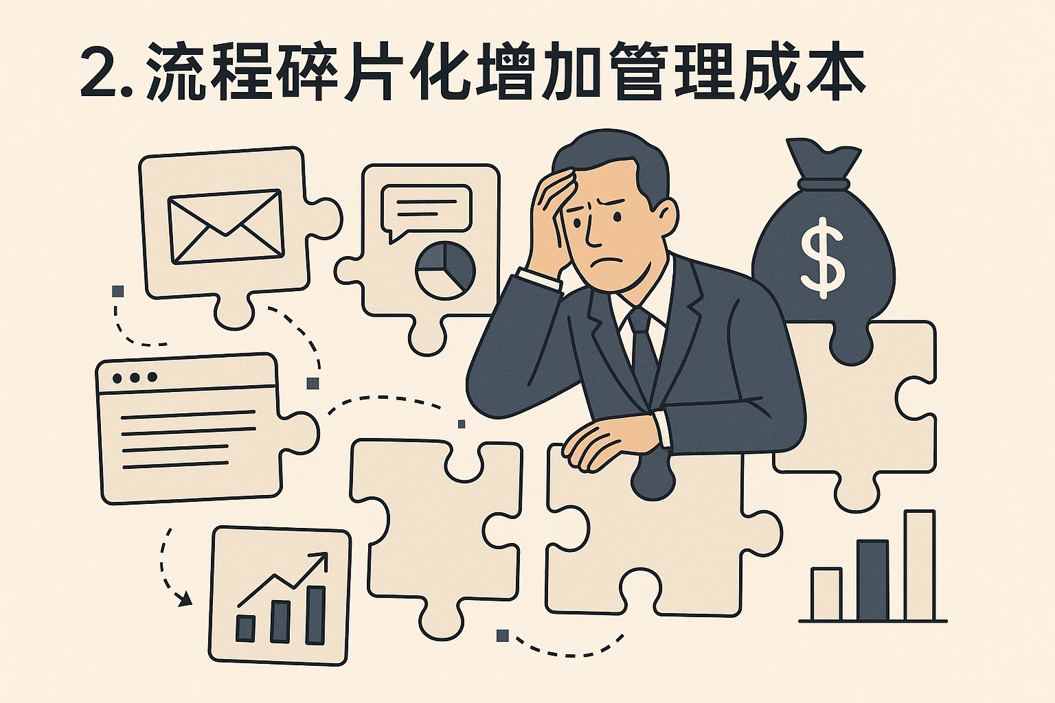 2. 流程碎片化增加管理成本
