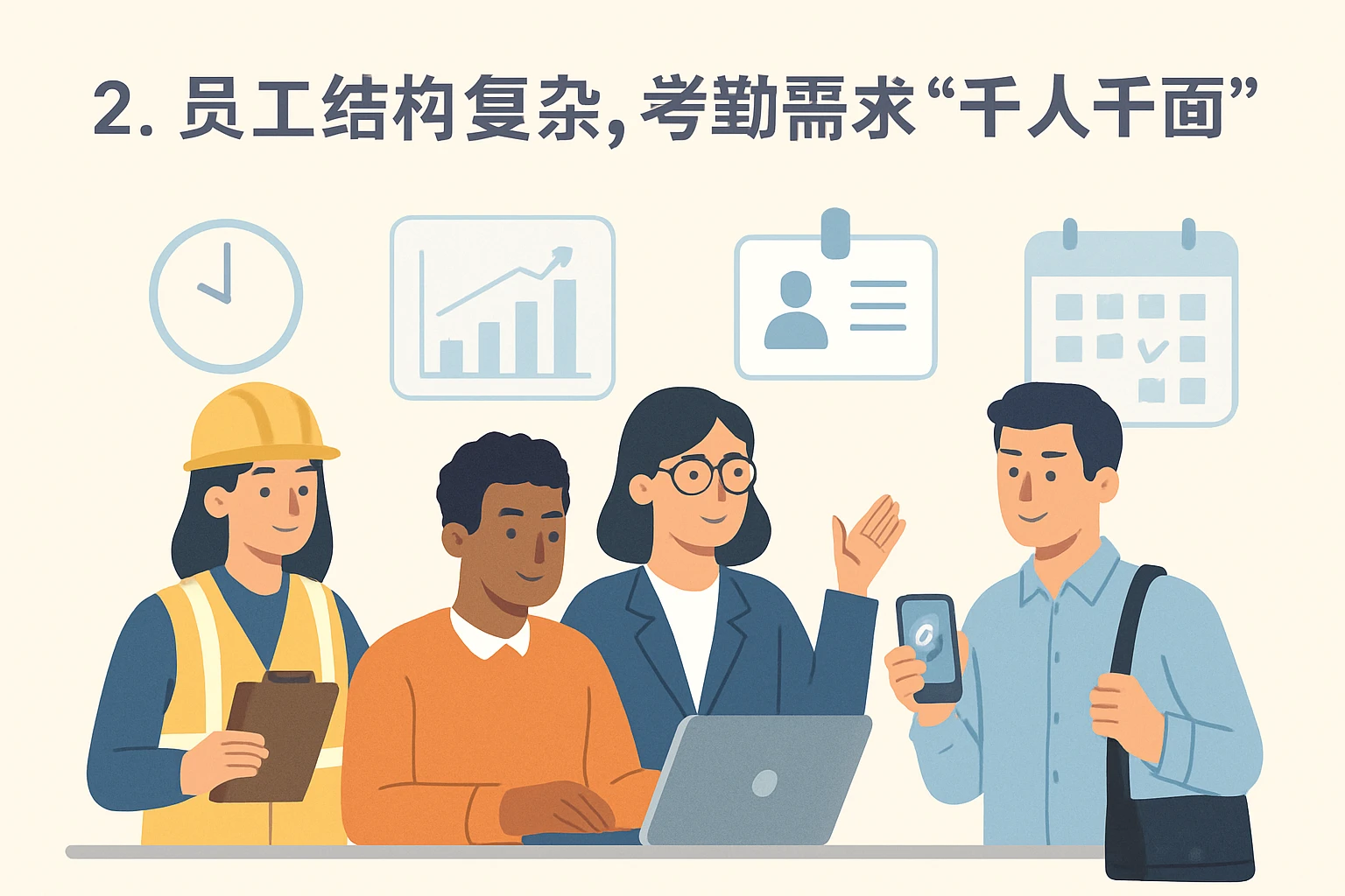 2. 员工结构复杂，考勤需求“千人千面”