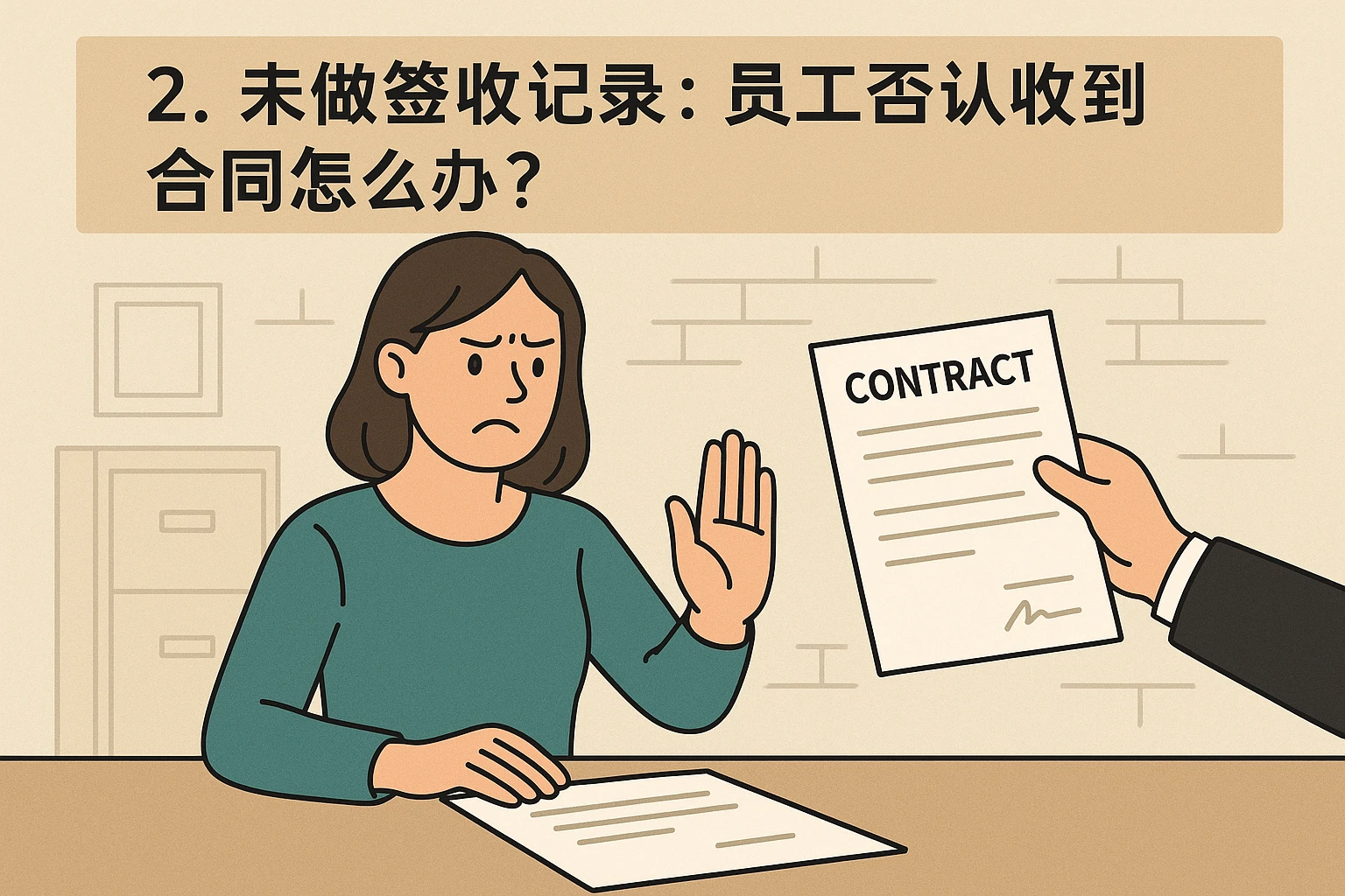 2. 未做签收记录：员工否认收到合同怎么办？
