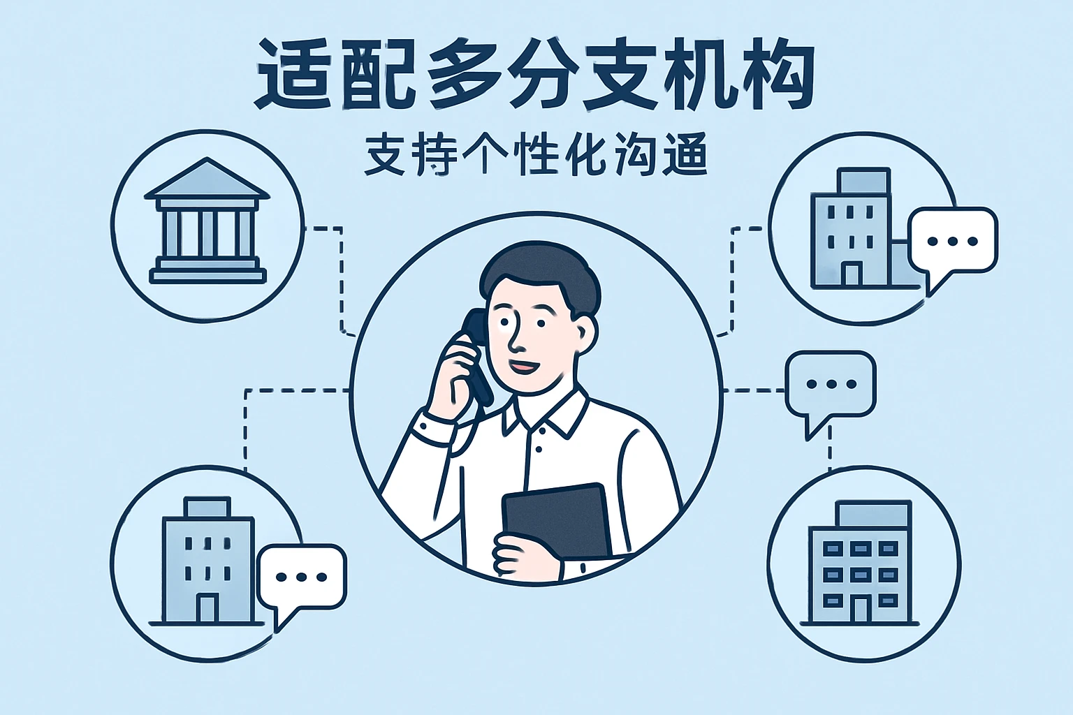 2. 适配多分支机构，支持个性化沟通