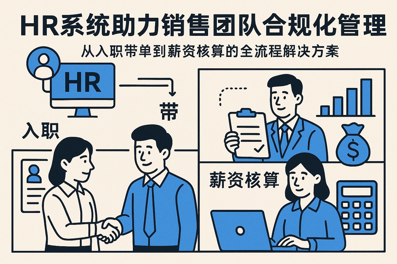 HR系统助力销售团队合规化管理：从入职带单到薪资核算的全流程解决方案
