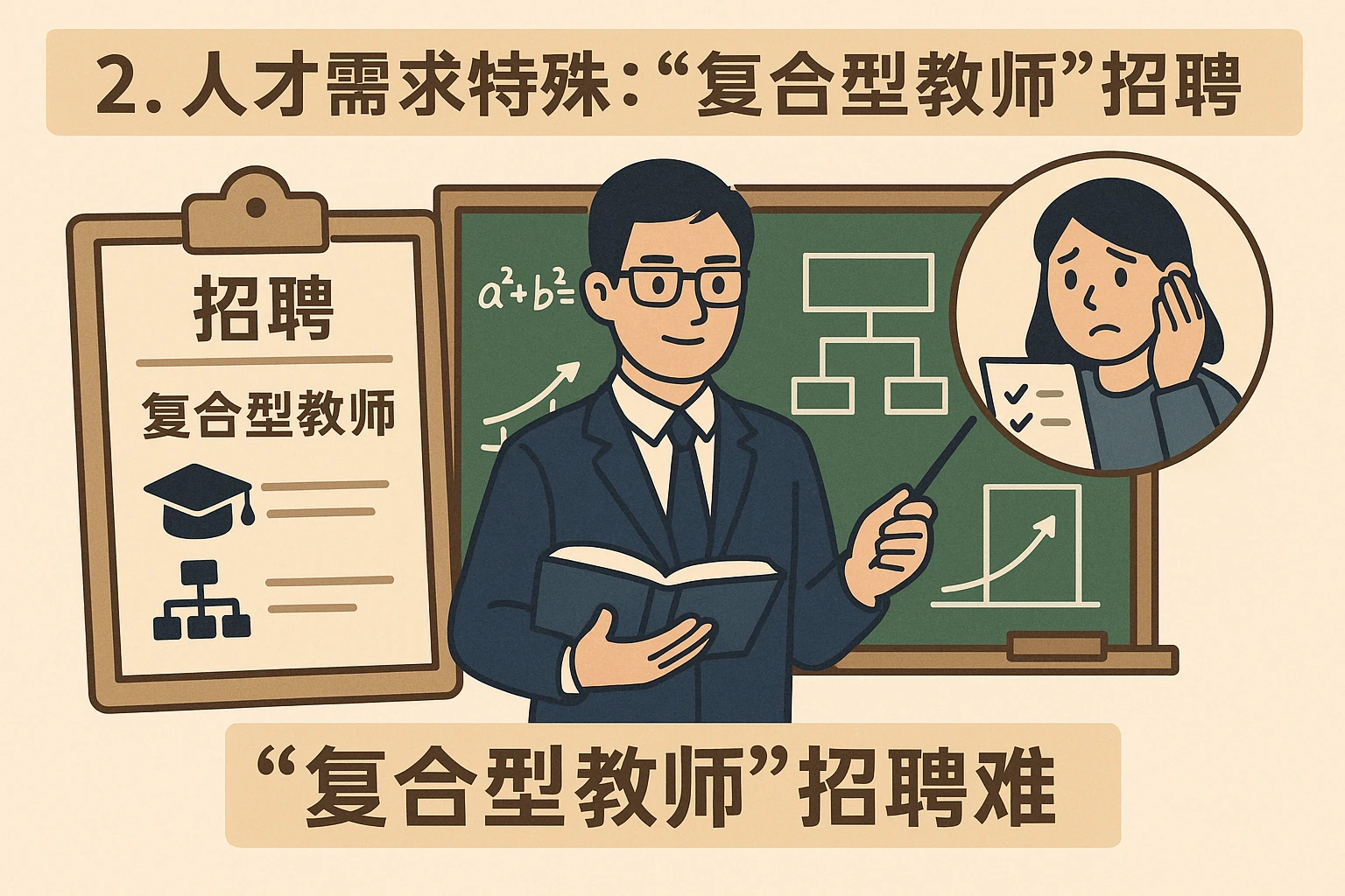 2. 人才需求特殊：“复合型教师”招聘难