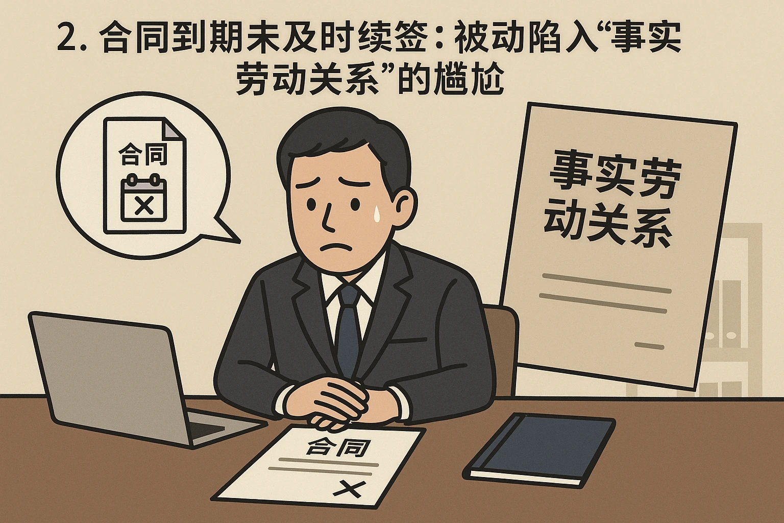 2. 合同到期未及时续签：被动陷入“事实劳动关系”的尴尬