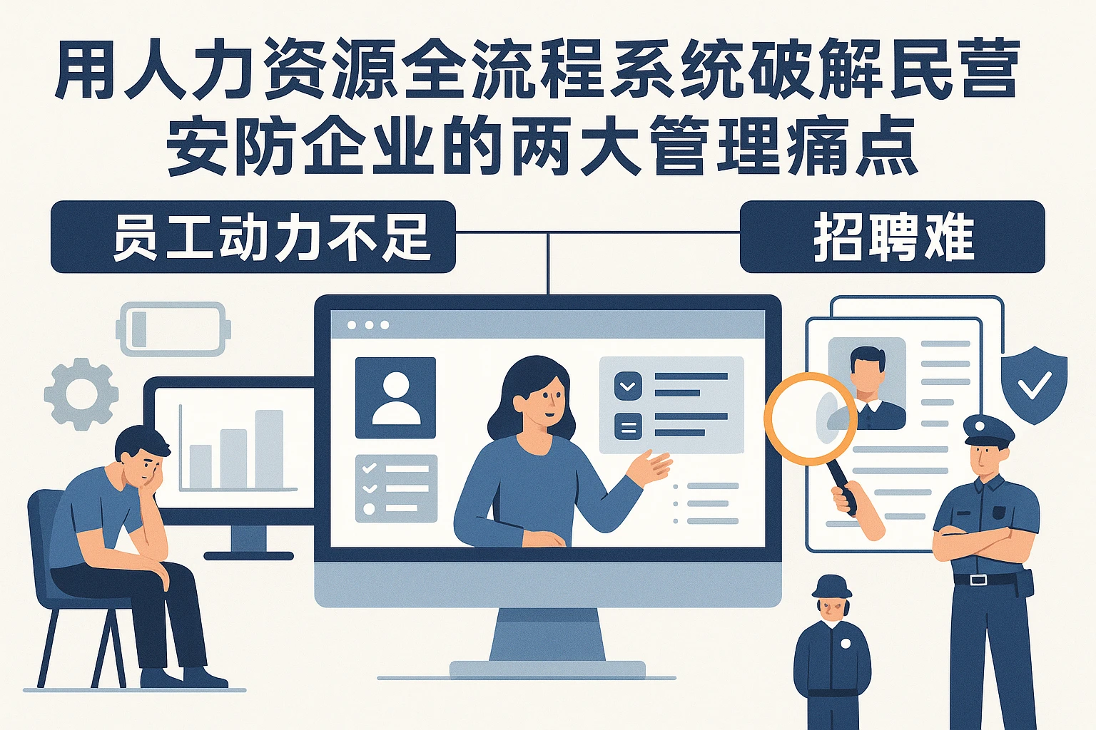 用人力资源全流程系统破解民营安防企业的两大管理痛点：员工动力不足与招聘难