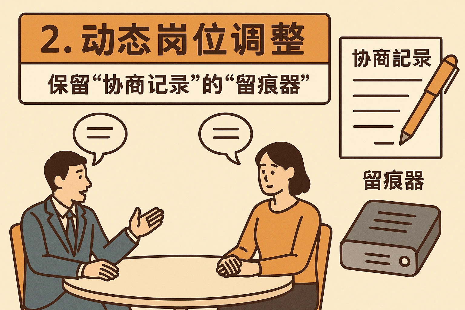 2. 动态岗位调整：保留“协商记录”的“留痕器”