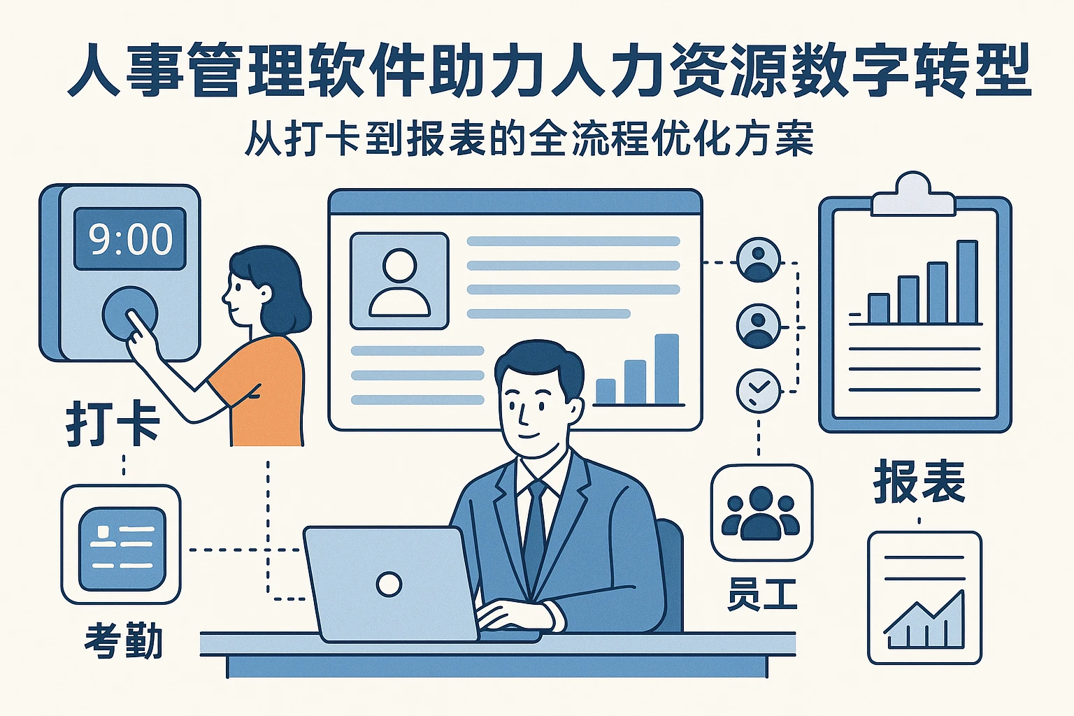 人事管理软件助力人力资源数字化转型：从打卡到报表的全流程优化方案