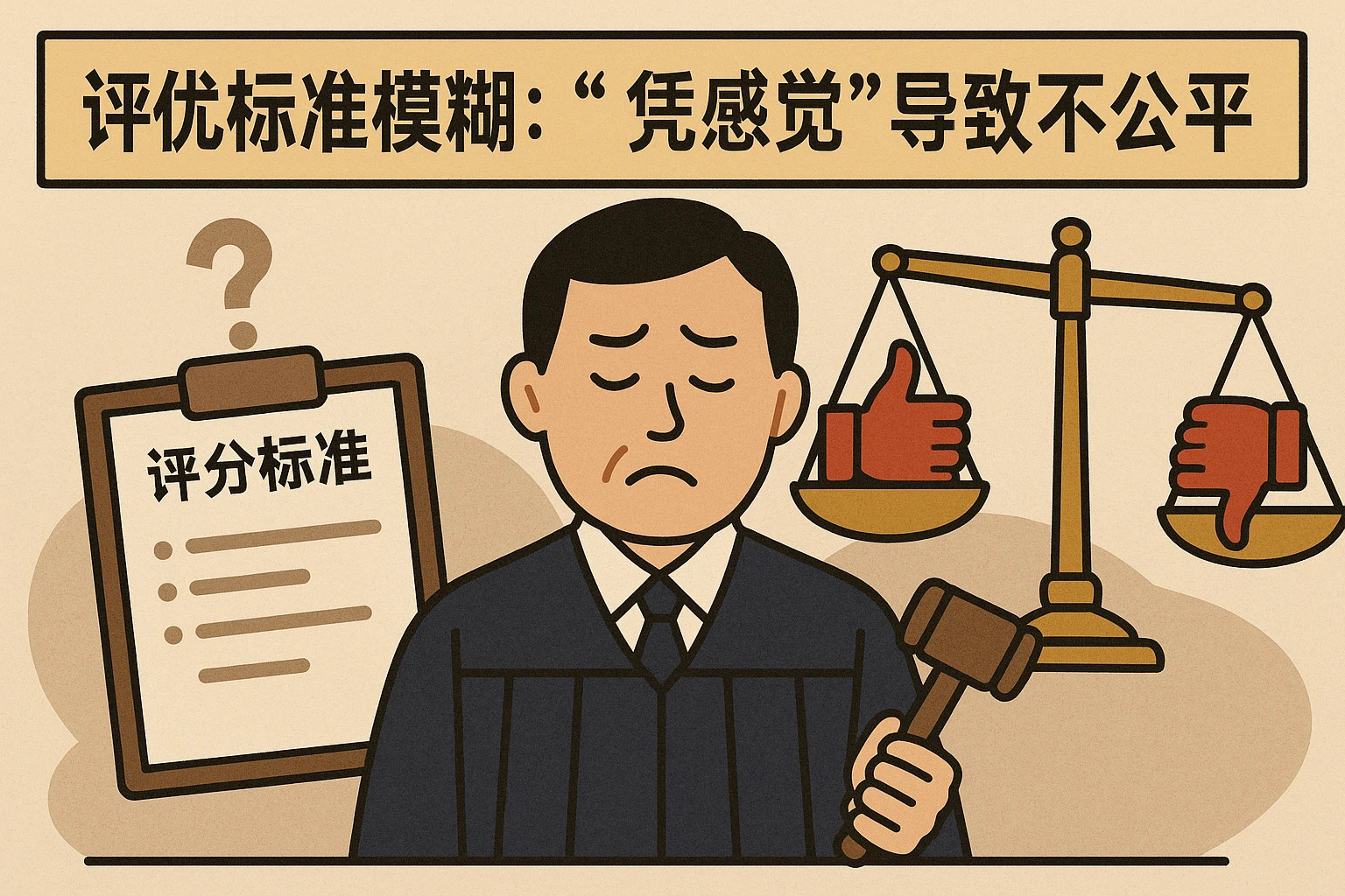 2. 评优标准模糊：“凭感觉”导致不公平