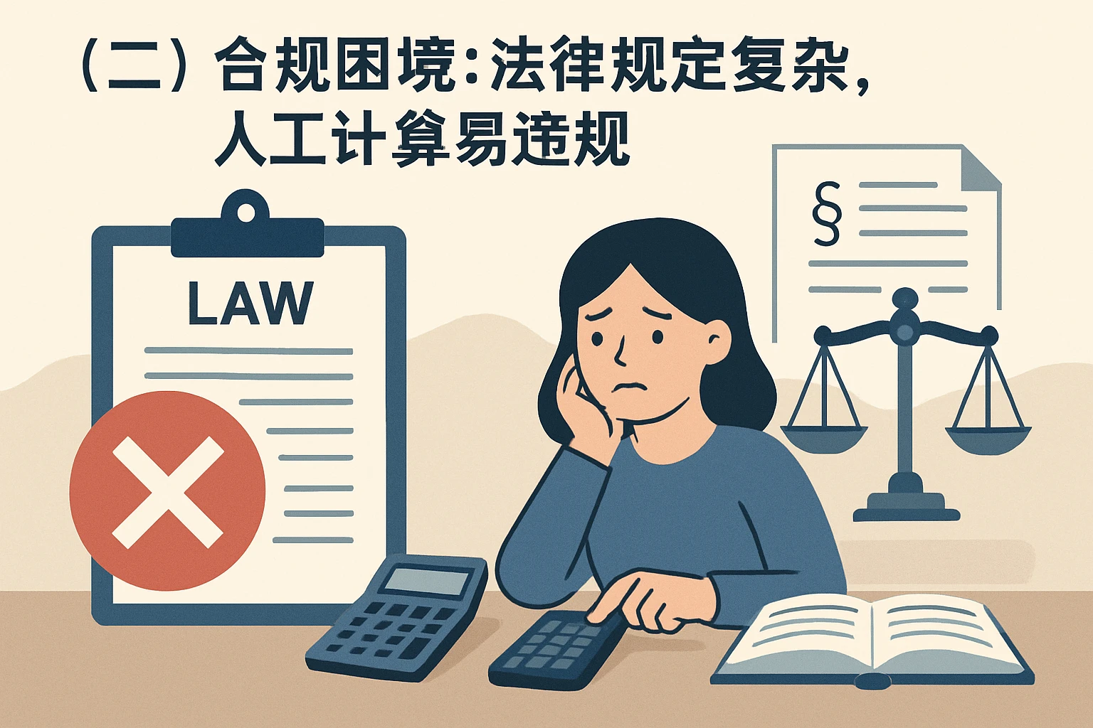 （二）合规困境：法律规定复杂，人工计算易违规
