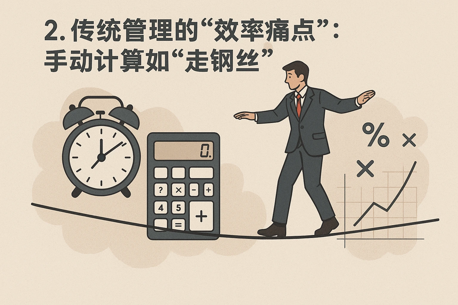 2. 传统管理的“效率痛点”：手动计算像“走钢丝”