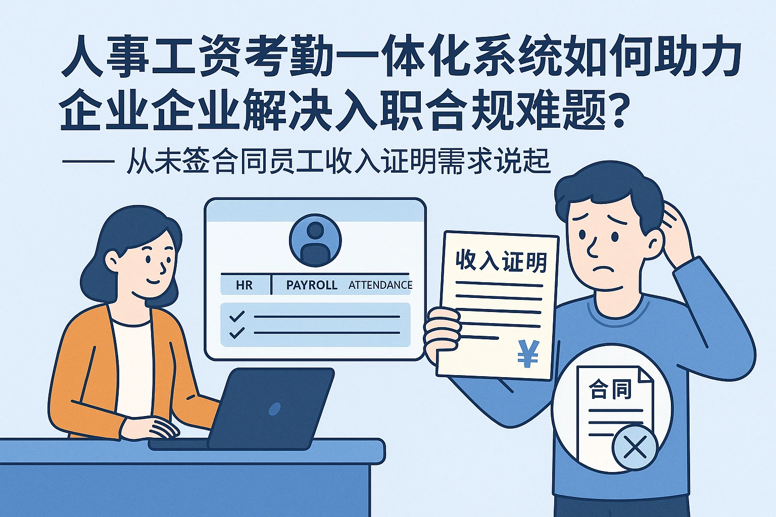 人事工资考勤一体化系统如何助力企业解决入职合规难题？——从未签合同员工收入证明需求说起