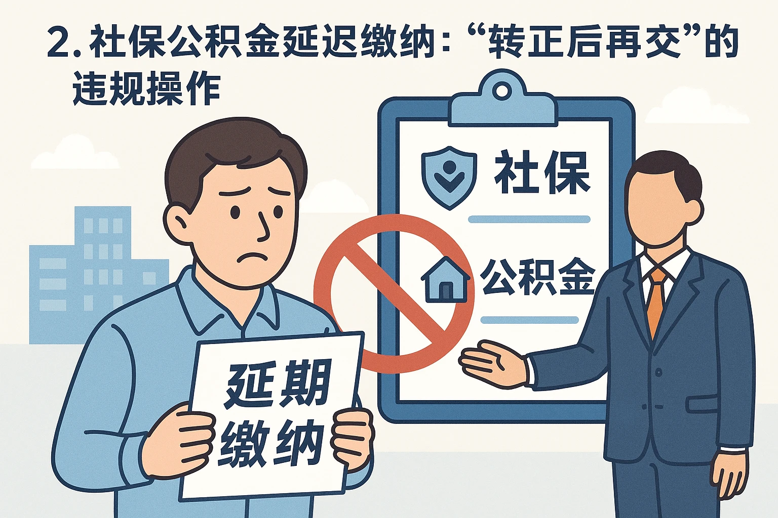 2. 社保公积金延迟缴纳：“转正后再交”的违规操作