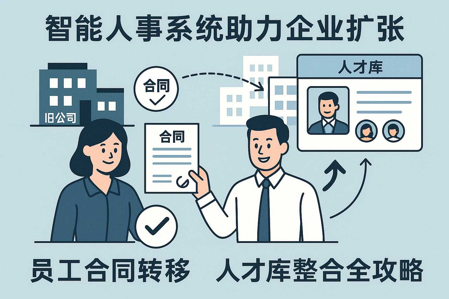 智能人事系统助力企业扩张：旧公司员工合同转移与人才库整合全攻略